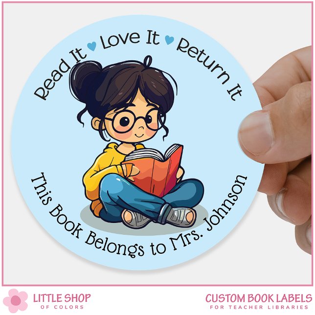 Sticker Rond Professeur personnalisé Bibliothèque de classe Éti (Créateur téléchargé)