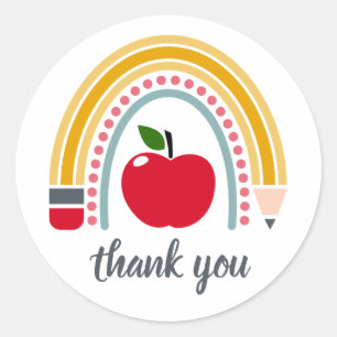 Sticker Rond Professeur Rainbow Merci