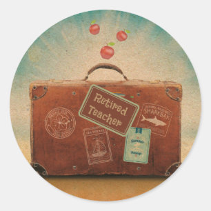 Sticker Rond Professeur retraité, plus de temps pour voyager