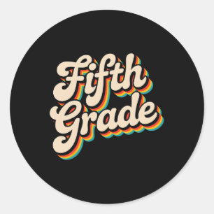 Sticker Rond Professeur rétro de cinquième année