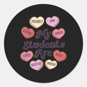 Sticker Rond Professeur Valentines Jour Affirmations positives 