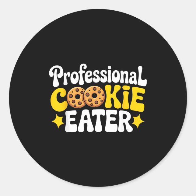 Sticker Rond Professional Cookie Eater Cookie Lover Chocolate C (Devant)