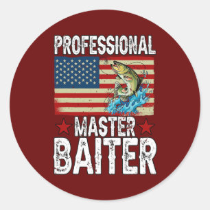 Sticker Rond Professionnel Master Baiter Pêcheur Américain