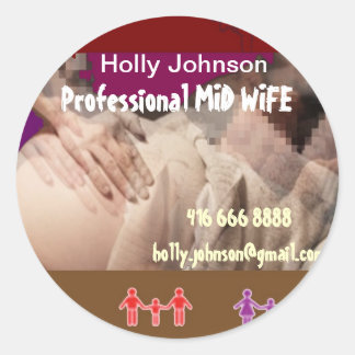 Sticker Rond Professionnel MIDWIFE : Remplacer le texte dans l'