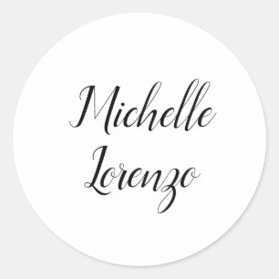 Sticker Rond Professionnel Moderne Simple Uni Noir & Blanc