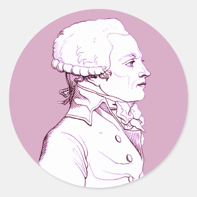 Sticker Rond Profil Robespierre en Rose, (Devant)
