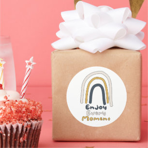 Sticker Rond Profitez de chaque moment motivant coloré arc-en-c