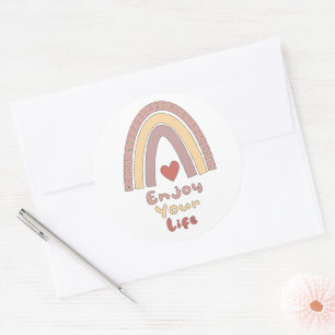Sticker Rond Profitez de votre vie motivationnelle coloré boho 