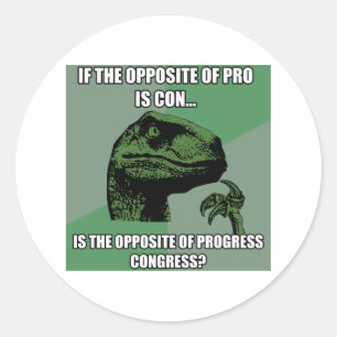 Sticker Rond Progrès de Philosoraptor contre le congrès