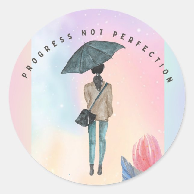 Sticker Rond Progrès non perfection (Devant)