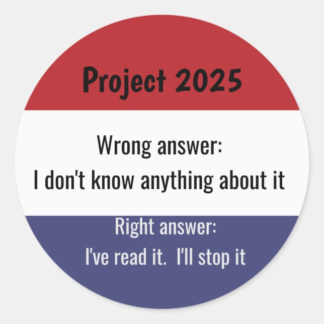 Sticker Rond Projet 2025 - Mauvaise réponse (Devant)