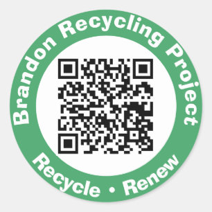 Sticker Rond Projet de recyclage QR Code Recycle & Renouveler.