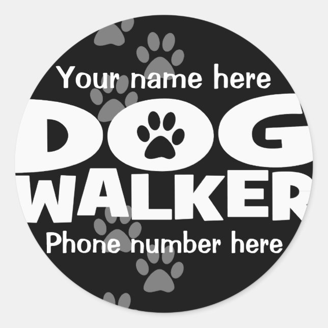 Sticker Rond Promenade de chiens et promotion de marcheurs de c (Devant)