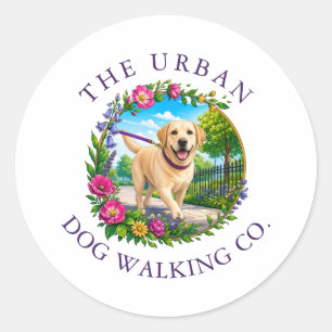 Sticker Rond Promeneur Dresseur de Labrador