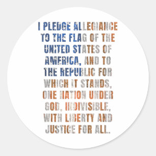 Sticker Rond Promesse D'Allégeance Des États-Unis 4 juillet En