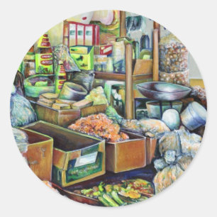 Sticker Rond Promesses charmantes du centre Tekka, Singapour