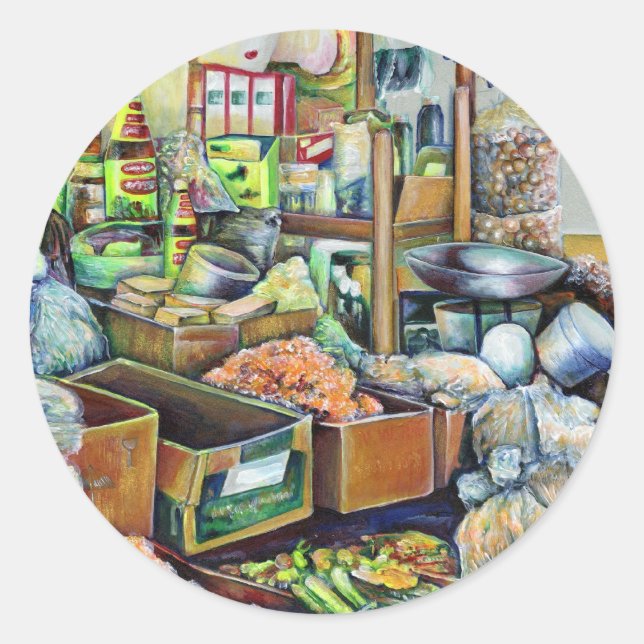 Sticker Rond Promesses charmantes du centre Tekka, Singapour (Devant)