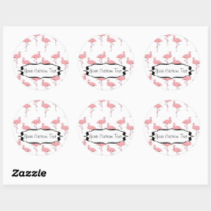 Sticker Rond Promo commerciale Motif Flamant rose rose