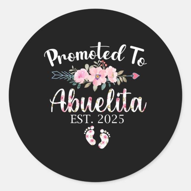 Sticker Rond Promoted To Abuelita 2025 First Time New Grandma P (Devant)