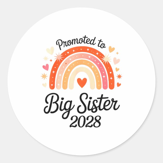 Sticker Rond Promoted To Big Sister 2028 New Baby Pregnancy Ann (Devant)