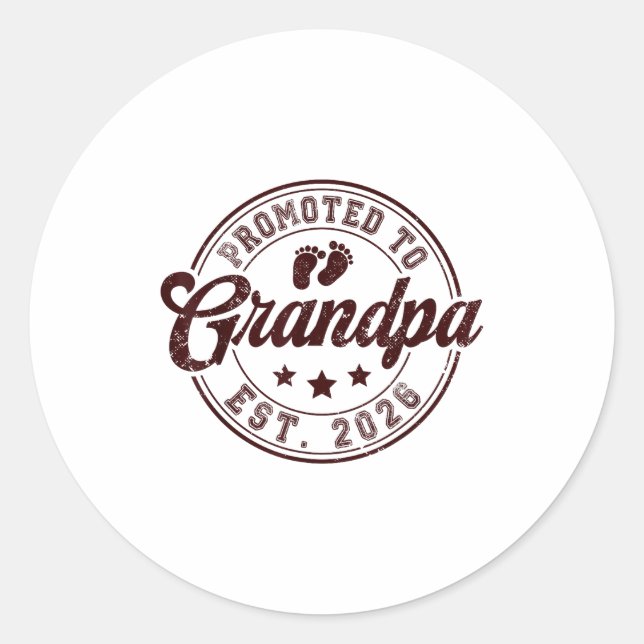 Sticker Rond Promoted To Grandpa Est 2026 Soon To Be New Granda (Devant)