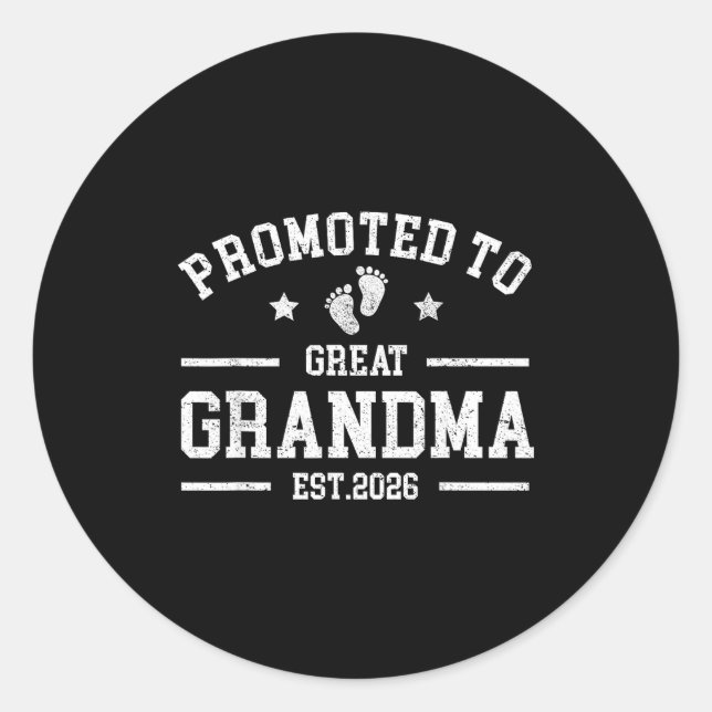 Sticker Rond Promoted To Great Grandma Est. 2026 Baby Announcem (Devant)