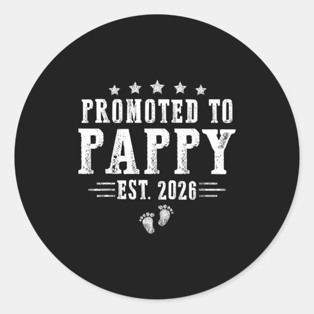 Sticker Rond Promoted To Pappy Est.2026 Father's Day First Time (Devant)
