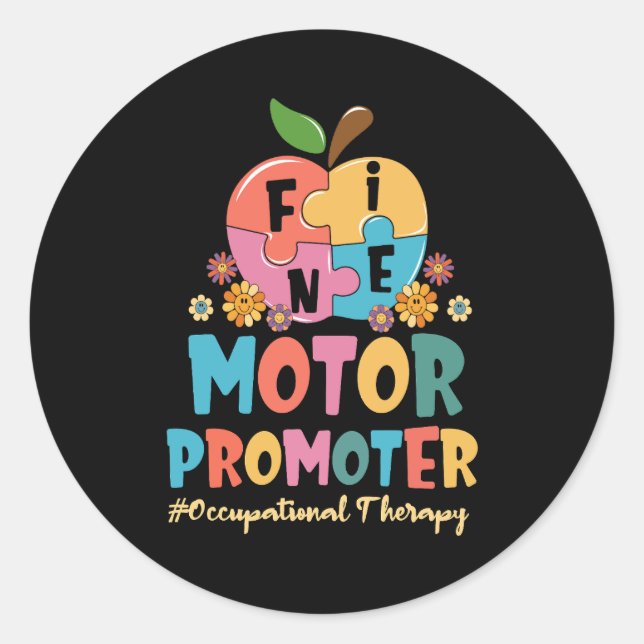 Sticker Rond Promoteur de moteur fin super ergothérapie OT (Devant)