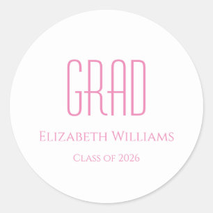 Sticker Rond Promotion de la classe 2026 Typographie rose simpl