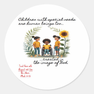 Sticker Rond Promotion des enfants ayant des besoins spéciaux S