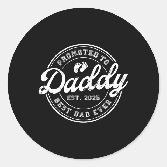 Sticker Rond Promu À Papa Papa Papa Est 2025 Bientôt Être Papa  (Devant)