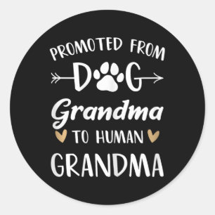 Sticker Rond Promu De Grand-Mère De Chien À Grand-Mère Humaine