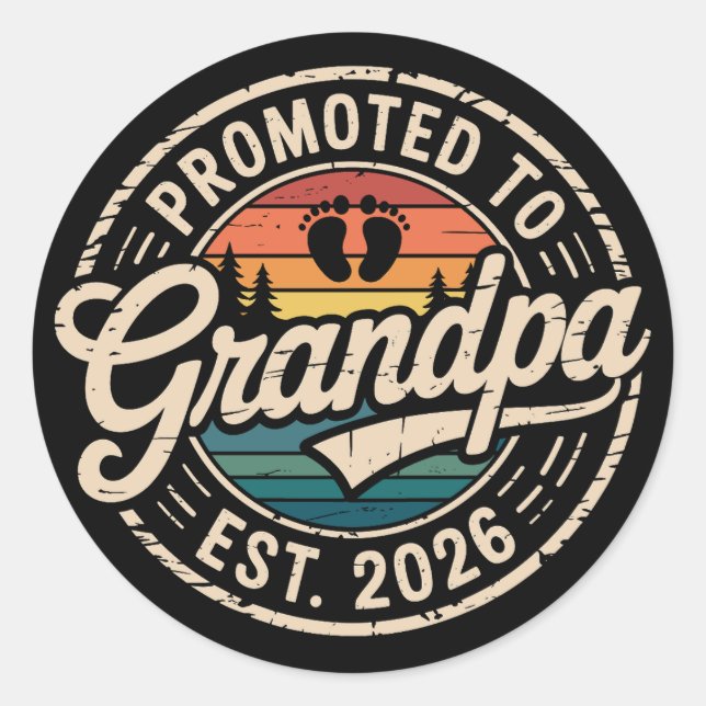 Sticker Rond Promu Grand-père Estimé 2026 Grossesse Rétro (Devant)