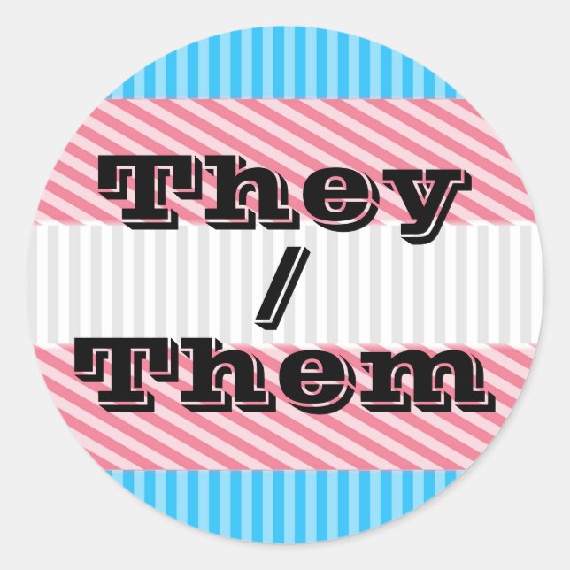 Sticker Rond Pronoun Boho Stripe Transgender Pride personnalisa (Devant)