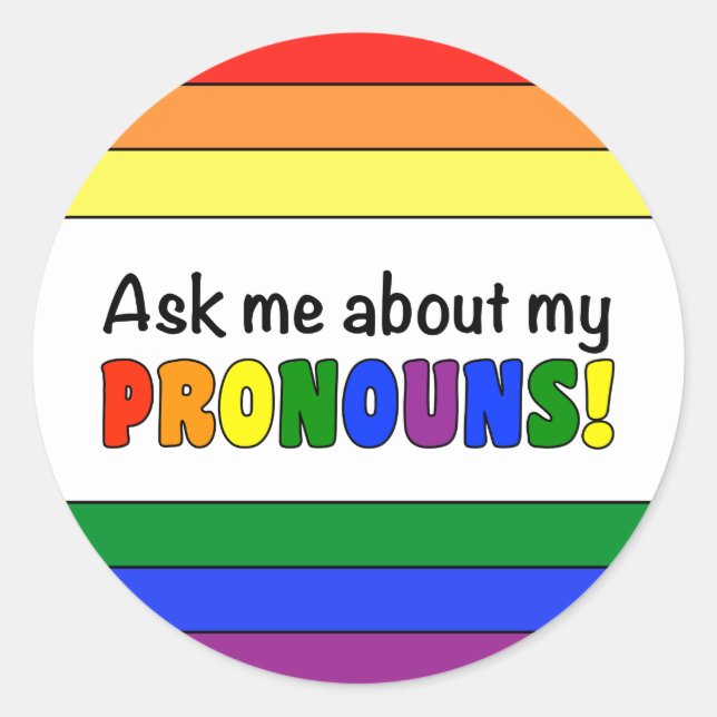 Sticker rond Pronouns (Arc-en-ciel) (Devant)