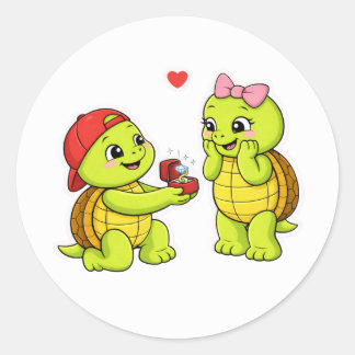 Sticker Rond Proposition de tortue avec bague de fiançailles