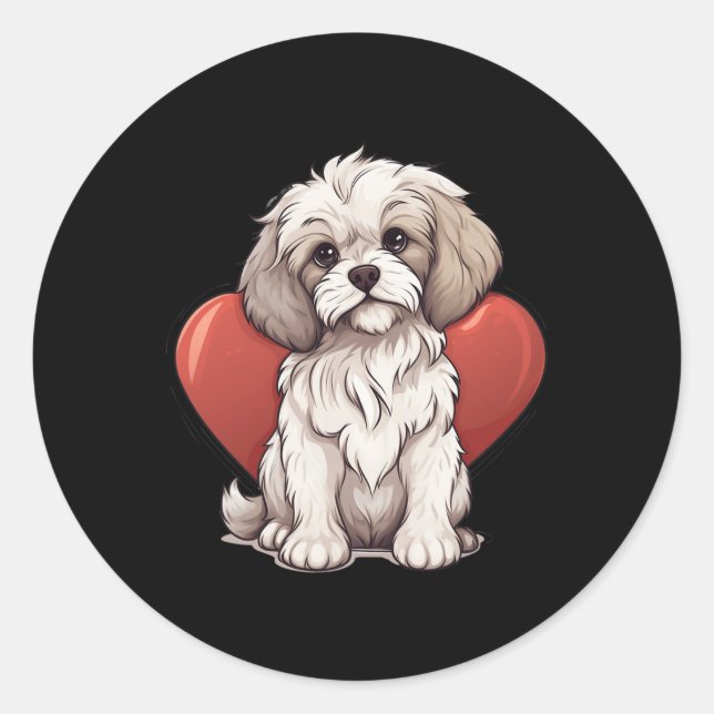 Sticker Rond Propriétaire de Cavachon Maman Papa Cadeau Cavacho (Devant)