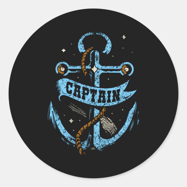 Sticker Rond Propriétaire du bateau capitaine de bateau (Devant)