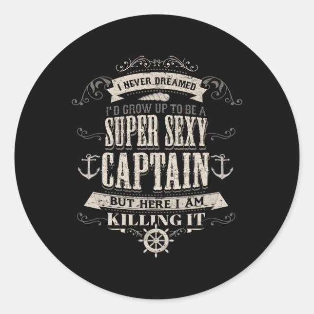 Sticker Rond Propriétaire du yacht de bateau Super Boat Captain (Devant)
