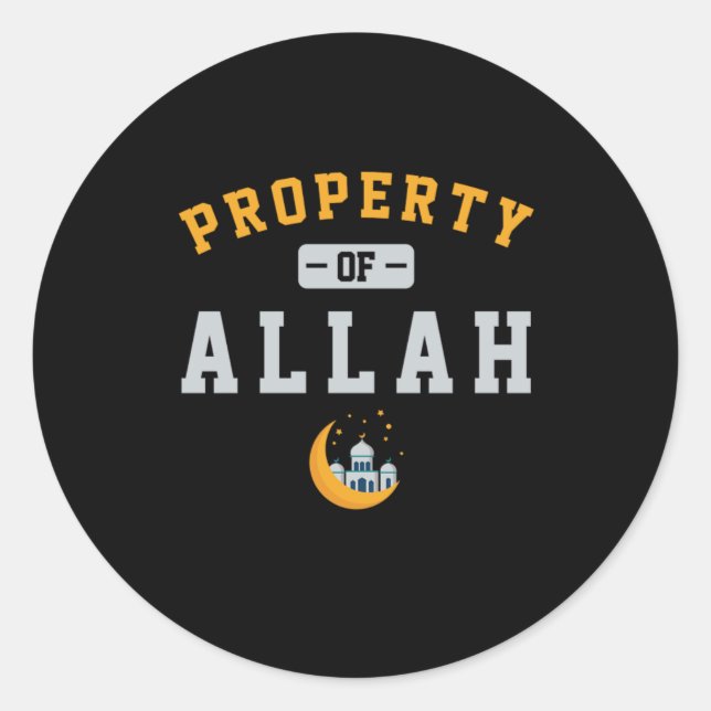 Sticker Rond Propriété D'Allah Islam Musulman Mosque Cadeau Isl (Devant)