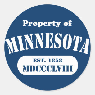 Sticker Rond Propriété du Minnesota - n'importe quelle couleur!