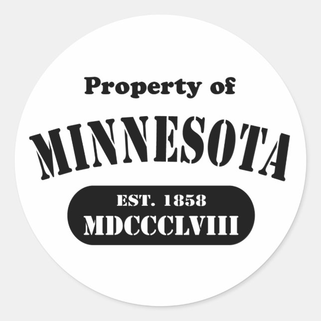 Sticker Rond Propriété du Minnesota -texte noir (Devant)