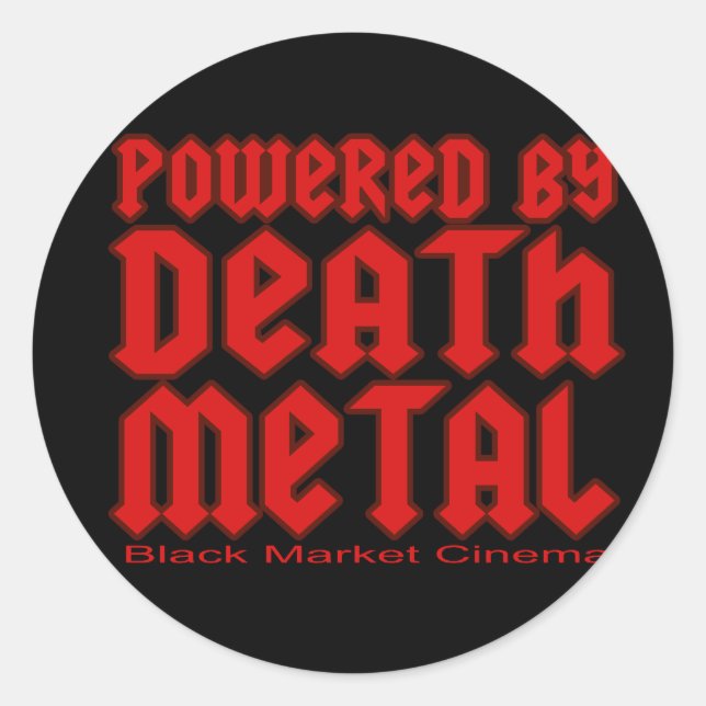 Sticker Rond propulsé par Death metal (Devant)