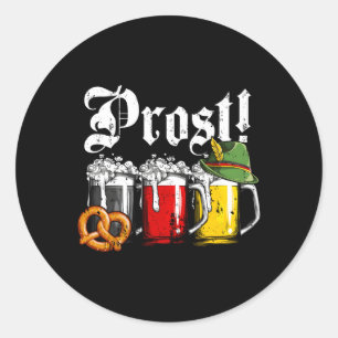 Sticker Rond Prost Beer Ger Drapeau Oktoberfest Salutations