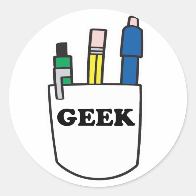 Sticker Rond Protecteur de poche GEEK amusant (Devant)