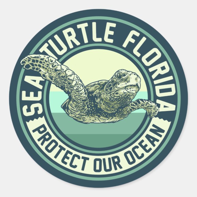 Sticker Rond Protection contre les tortues marines (Devant)