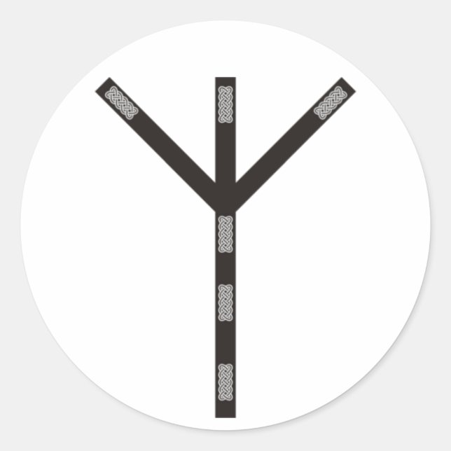 Sticker Rond Protection d'Algiz Rune (Devant)
