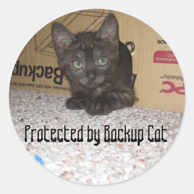Sticker Rond Protégé par le chat de sauvegarde (Devant)