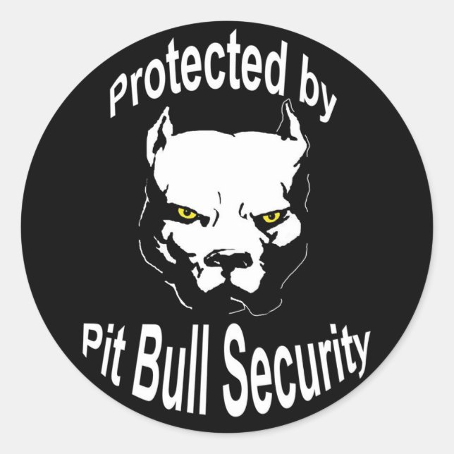 Sticker Rond Protégé par Pit Bull Security (Devant)
