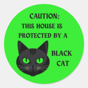 Sticker Rond Protégé par un chat noir